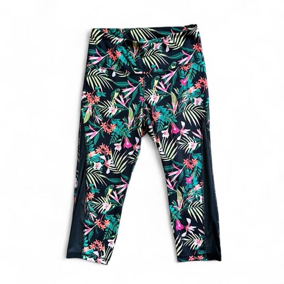 Old Navy High-Rise Elevate Compression Crop Leggings Tropical Print L - Picture 2 of 4